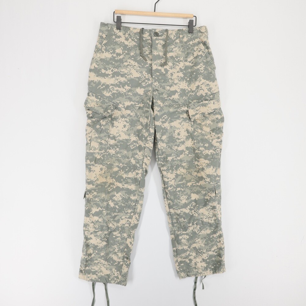 US Army ACU Pant Mens M Reg Gray Green Camo Ripstop Cargo Drawstring ReadyOne